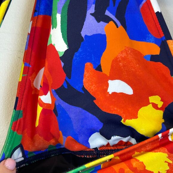 Lauren Ralph Lauren Floral Shirred Plunge One Piece Swimsuit Women’s 14 NWT - Picture 5 of 9